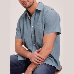 Just Jeans Short Sleeve Linen Blend Casual Button Down Shirt Men’s XXL Teal